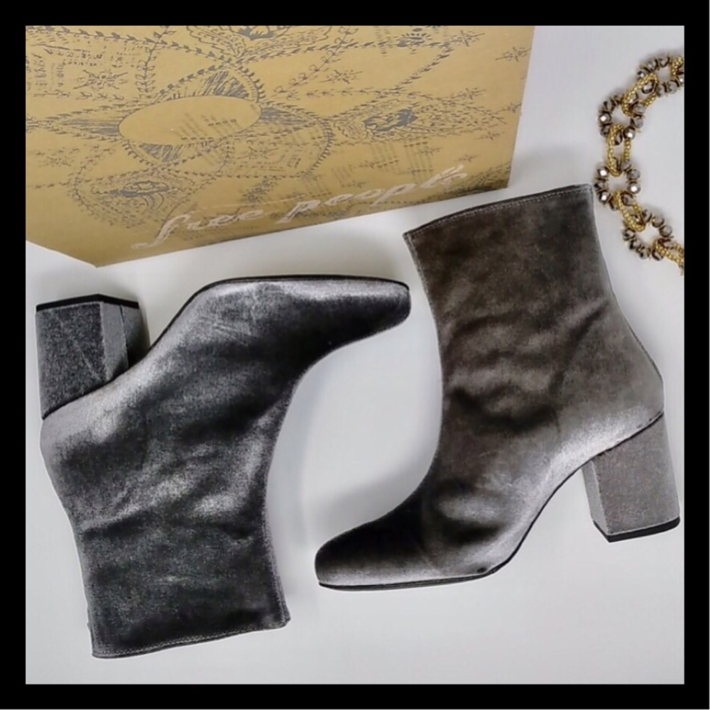 Free People Grey Cecile Block Heel Booties